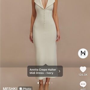 Meshki Annita Crepe Halter Midi Dress - Ivory